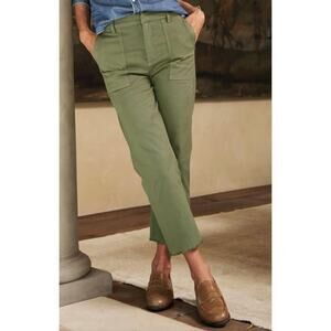 Frank & Eileen Blackstone Raw Hem High Rise Cropped Utility Pants Army Size 4